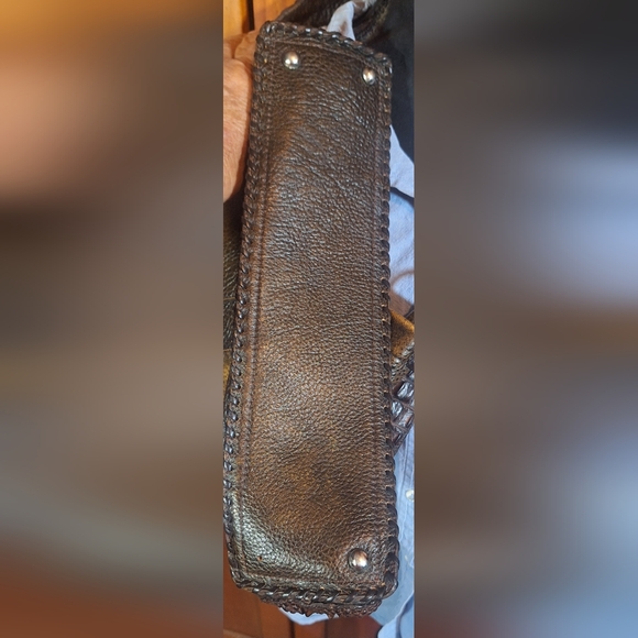 🐂Vintage CRYSTAL PISTOL unique, distressed leather over-the- shoulder purse - Picture 14 of 16